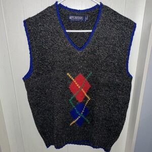 Vintage‎ Puritan Mens Sweater Vest Large Heather Gray V-Neck Sleeveless Outdoor